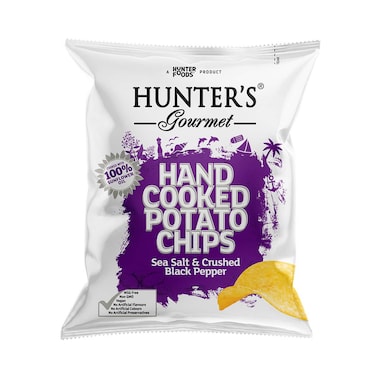 شرائح البطاطس هانترز جورميه بطعم ملح البحر والفلفل الأسود - 40 جم