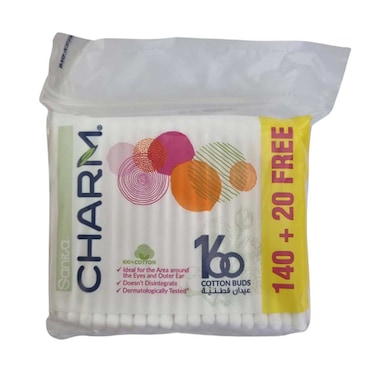 عيدان الأذن القطنية سانيتا شارم - 160 قطعة