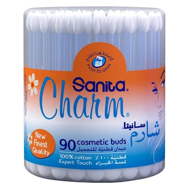 عيدان الأذن القطنية سانيتا شارم - 90 قطعة