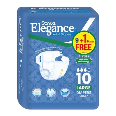 حفاضات سانيتا اليجانس لكبار السن - مقاس كبير - 10 حفاضه