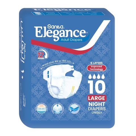 Sanita Elegance Adult Night Diapers - Large - 10 Diapers