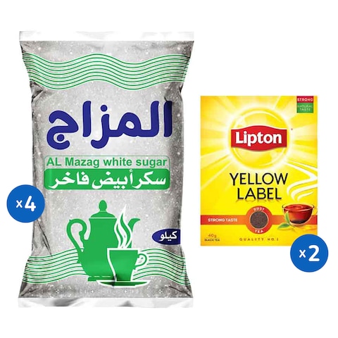 El Mazag White Sugar - 4 Pieces + Lipton Black Tea 40g - 2 Pieces