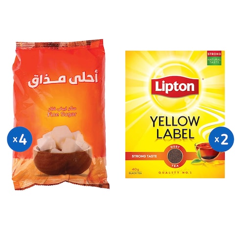 Ahla Mazaq White Sugar - 4 Pieces + Lipton Black Tea - 40g - 2 Pieces