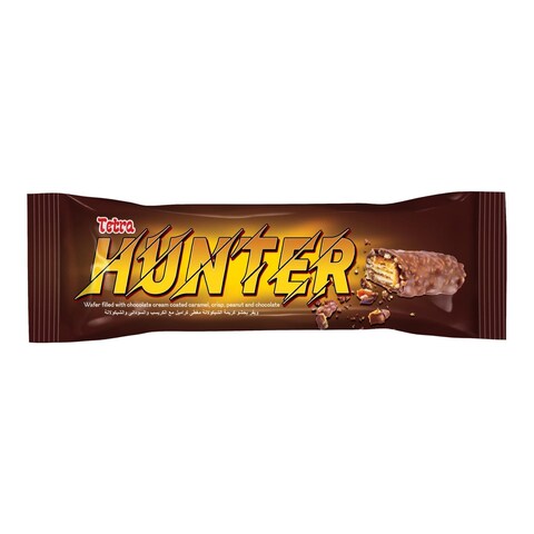 Tetra Hunter Wafer Filled with Chocolate Coated with Caramel Crisp - 45 gm