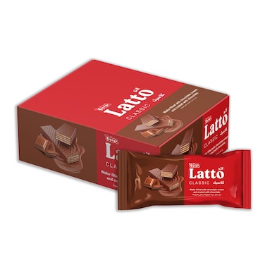 Tetra Latto Classic Wafer Filled with Chocolate Cream Coated with Chocolate - 50 gm - 12 Pieces
