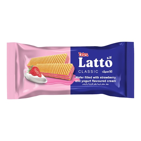 Tetra Latto Classic Wafer Filled with Strawberry and Yogurt Cream - 35 gm