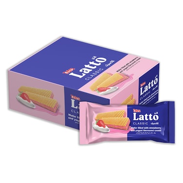 ويفر تيترا لاتو كلاسيك محشو بكريمة الفراولة والزبادي - 35 جم - 12 قطعة