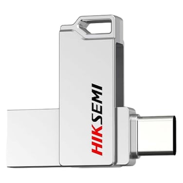 فلاش ميموري هيكسيمي مزدوج من النوع سي والنوع ايه بمنفذ يو اس بي 3.2 سعة 64 جيجابايت - فضي - HS-USB-E327C-64G