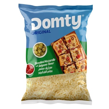 Domty Shredded Mozzarella Cheese with Jalapeno Flavor - 280gm