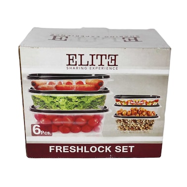 Elite Plastic Food Container Set - 6 Pieces