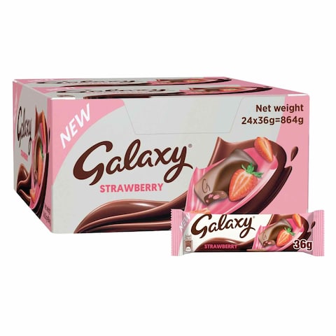 Galaxy Milk Chocolate With Strawberry Bar - 36gm - 24 Pieces