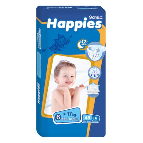 Happies Baby Diapers - Size 6 XXL - 58 diapers