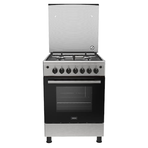 Zanussi Gas Cooker 4 Burners Steel Plus - ZCG622A6XB