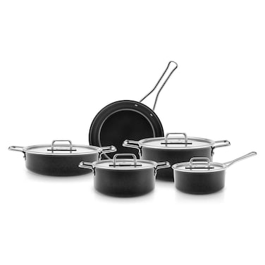 طقم أواني طهي كاراجا 9 قطع - أسود لامع