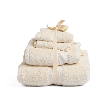 طقم فوط محلة سادة - 4 قطع - بيج