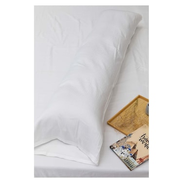 طقم غطاء وسادة محلة ستان طويل كينج- 4سم - ابيض