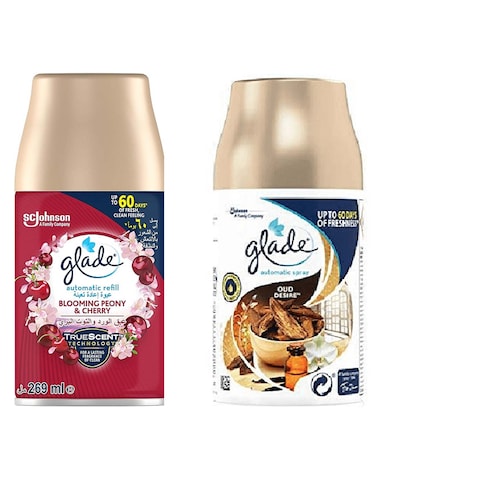 Glade Oud Desire Auto Refill - 2 Pieces + Blooming Peony Auto Refill - 269ml