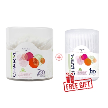 اعواد الأذن القطنية سانيتا شارم - 200 عود + اعواد أذن - 100 عود