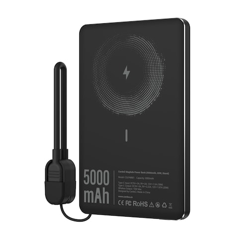 باور بانك كاردو لاسلكي سريع - 5000 مللي أمبير 20 واط - اسود