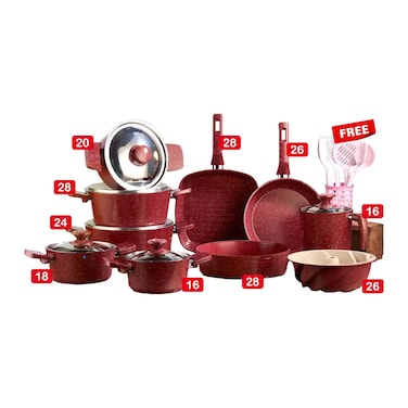 طقم طهي ايديال هوم جرانيت - 21 قطعة