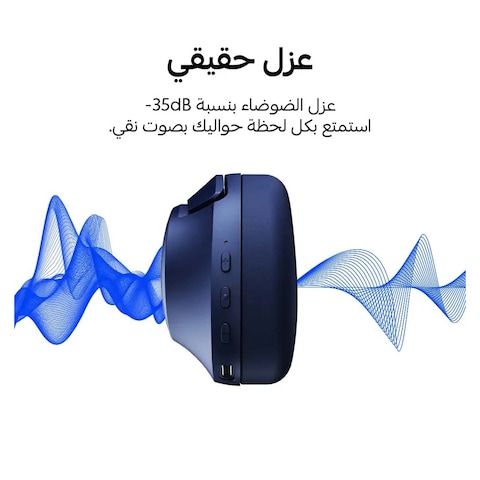 سماعة رأس كاردو لاسلكية بميكرفون وخاصية الغاء الضوضاء - أزرق