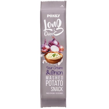 Ponky Long Potato Chips Sour Cream and Onion - 75gm