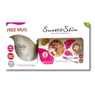 مُحلي سويت آند سليم الكلاسيكي الخالي من السعرات الحرارية - 100 كيس + كوب