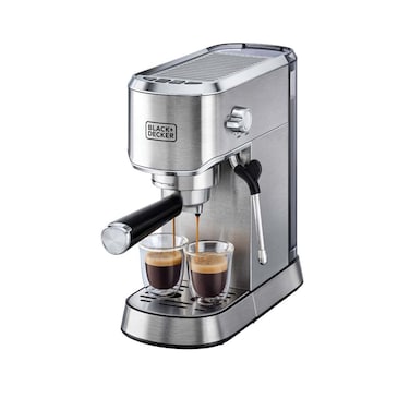 ماكينة قهوة اسبريسو بلاك+ديكر2 كوب 1450 وات 15 بار - فضي - ECM150-B5