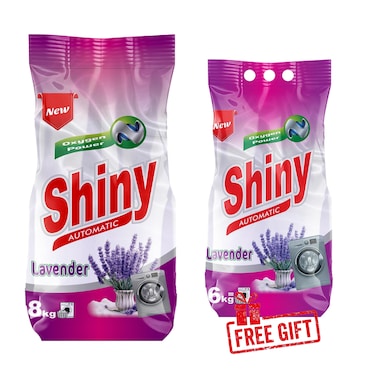 Shiny Lavender Automatic Powder Detergent - 8 kg + Lavender Powder Detergent - 6 Kg