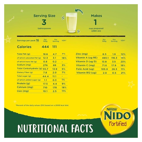 Nido Fortified Rich in Fiber Powdered Milk - 500gm
