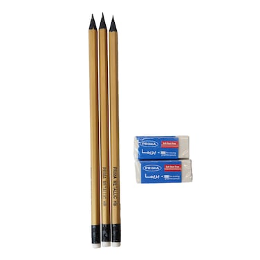 Prima Pencils - 3 Pieces + Erasers - 2 Pieces