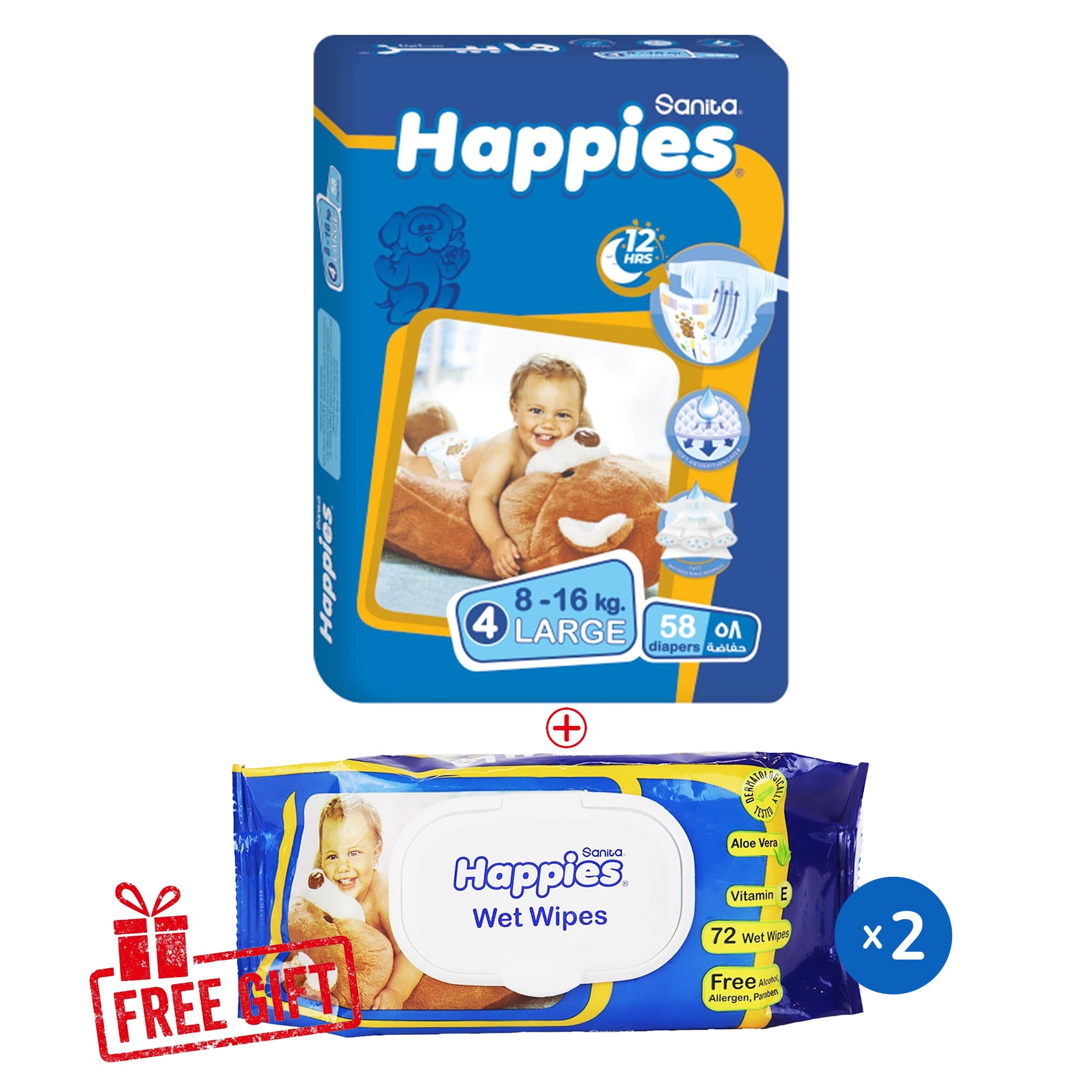 Buy Happies Medium Baby Diapers - Size 4 - 58 Diapers + Happies