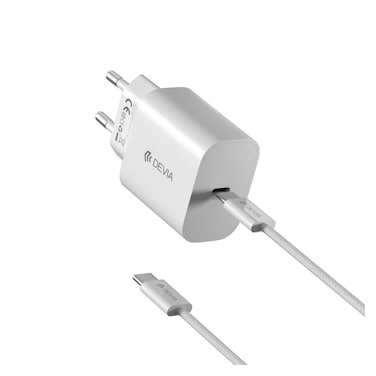 شاحن ديفيا سمارت سيريز سريع بقوة 30 وات مع كابل يو أس بي سي 60 واط - أبيض - MP723