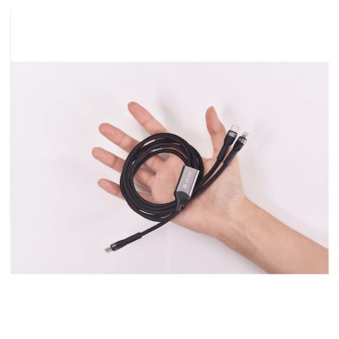 كابل ديفيا فائق السرعة من USB-C إلى USB-C بقوة 60 واط ولايتنينج 12 وات 1.2 متر - أسود - MP725