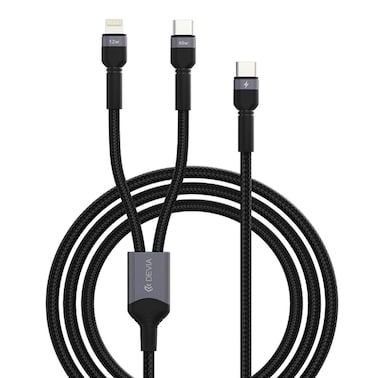Devia Extreme Speed Series Cable from USB-C to USB-C 60 Watt and Lightning 12 Watt - 1.2 Meter - Black - MP725