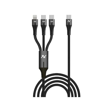 كابل شحن سريع لافينتو 3 في 1 مزدوج من USB-C إلى USB-C ولايتنينج 3 متر - أسود - MP363