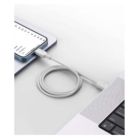 L&#39;avvento Fast Charging Cable from USB-C to USB-C 60 Watt 1 Meter - White - MP39W
