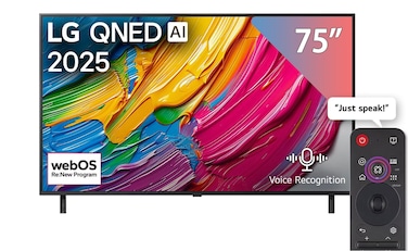 LG 75inch LG Qned AI Qned80 4K Smart TV, 60Hz, AI Magic Remote HDR10, Webos25, &Alpha;7 AI Processor 4K Gen8, Model Year 2025, Black