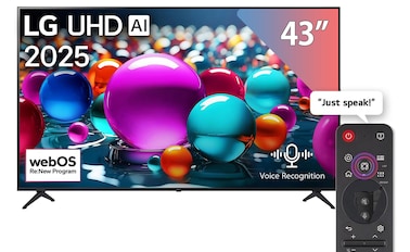 تليفزيون ال جي 43 بوصة 4K فائق الدقة سمارت مدعم بالذكاء الاصطناعي - 43UA85006LA