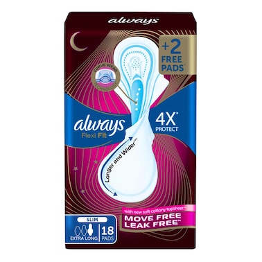 Always Flexi Fit Soft Slim Pads - Long - 18 Pads