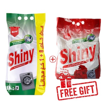 Shiny Automatic Poweder Detergant - 9kg + Shiny Automatic Poweder Detergant Rose - 4kg