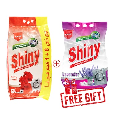 مسحوق غسيل شاينى اوتومتيك برائحة الورد - 9 كجم + مسحوق غسيل شاينى اوتومتيك برائحة اللافندر - 4 كجم