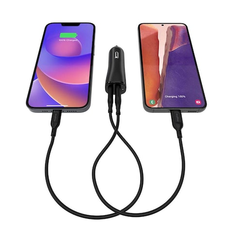 شاحن سيارة موفي إسينشالز بمنفذي USB-A وUSB-C بقوة 12 وات - أسود - 409911858