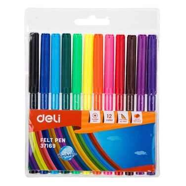 Deli Felt Colored Pen Set - 12 Colors