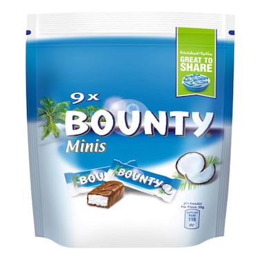 Bounty Mini Chocolate Pouch - 225gm - 7 Pieces
