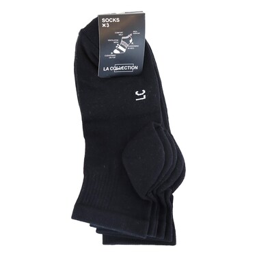 طقم شرابات بطول الكاحل لا كوليكشن للرجال - 3 أزواج - أسود