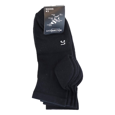 La Collection Men Ankle Socks - 3 Pairs - Black