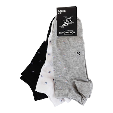 طقم شرابات قصيرة مطبوعة لا كوليكشن للرجال - 3 أزواج - ألوان متنوعة