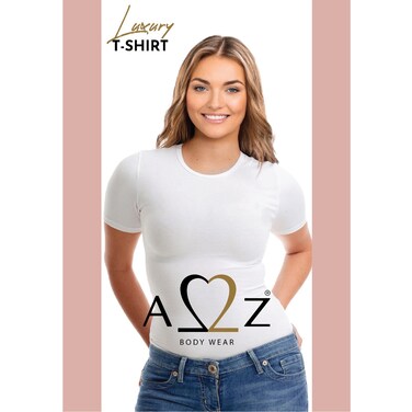 توب ايه تو زد بنصف كم ورقبة دائرية للنساء - سمول - أبيض