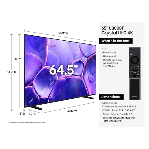 Samsung 65-inch 4K Crystal UHD Smart TV - 65U8000F